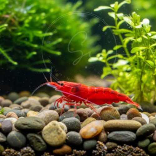 Image of Swimming Creatures Freshwater Aquarium Shrimp - A Perfect Combo to Brighten Your Aquarium! (20 RED Cherry + 1 Mystery Snail)