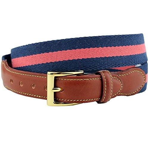 COUNTRY CLUB PREP Looks Good with Everything Leather Tab Surcingle Stripe Belt Navy/Nantucket Red2