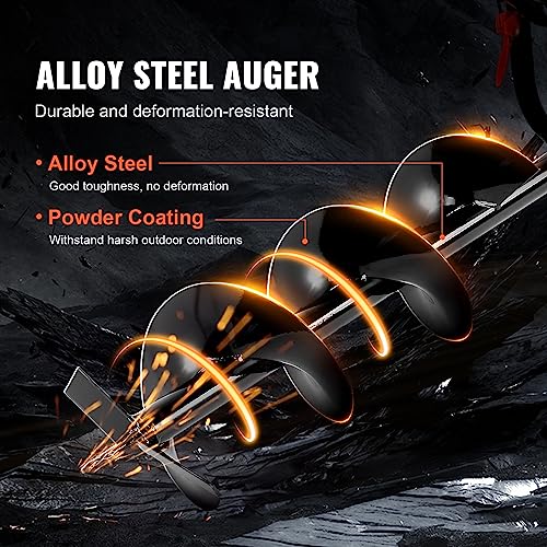 VEVOR Post Hole Digger, 43cc 1250W Auger Post Hole Digger, Gas Powered Earth Digger with 8" Earth Auger Drill Bit, 30 inch Long Alloy Steel Auger, for Farmland, Garden and Plant, EPA Certification