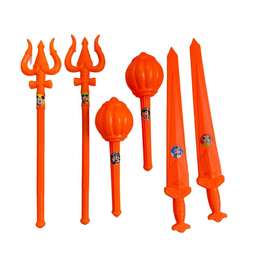 Plastic 2Pcs Shiv Trishul & 2 Pcs Hanumanji Gada & 2 Pcs Sword Toy for Kids/Weapon Role Play Toy/Action Figure Toy/Orange Color - Super Combo (B0CDGPHCXS) Amazon Price History, Amazon Price Tracker