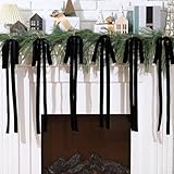 Juego de decoraciones de árbol de Navidad con lazo de terciopelo con diseño vintage, adecuado para coronas y uso en interiores, hecho para un color y forma duraderos (negro)