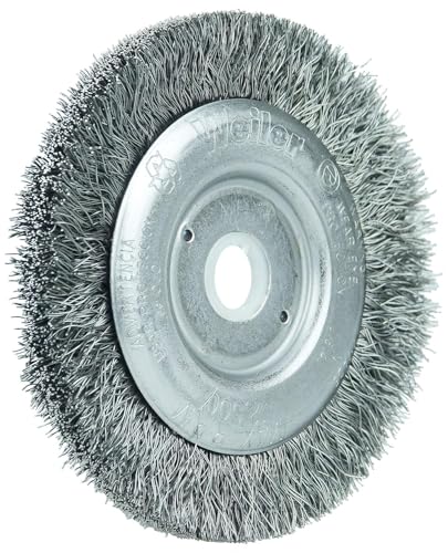 Image of Weiler 00214 3 inch Narrow Face Crimped Wire Wheel, .008 inch Steel Fill, 1 /2 inch-3 /8 inch Arbor Hole, Made in The USA (Pack of 2)