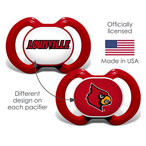 Image of Baby Fanatic Kid Pacifier 2-Pack - NCAA Louisville Cardinals - Officially Licensed Gear - Orthodontic Silicone Nipple - Louisville Cardinals Apparel