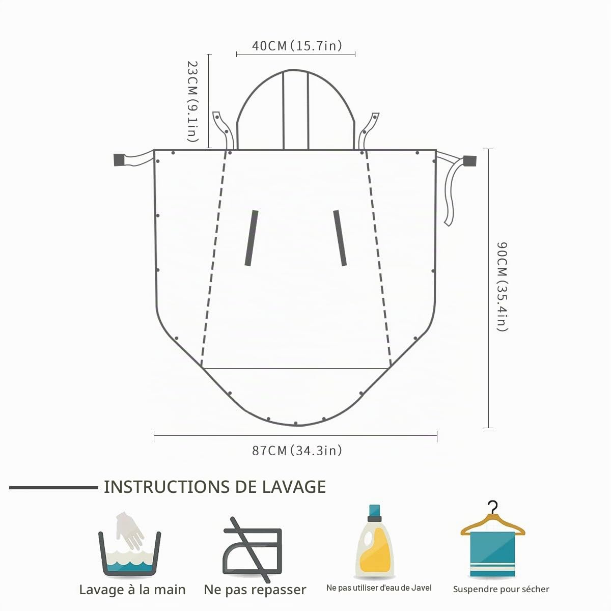 SONARIN Universel Housse Toutes Saisons pour porte-bébé,Housse de Protection, doublure détachable,Coupe vent,Imperméable,Housse d'hiver(Gris Clair)