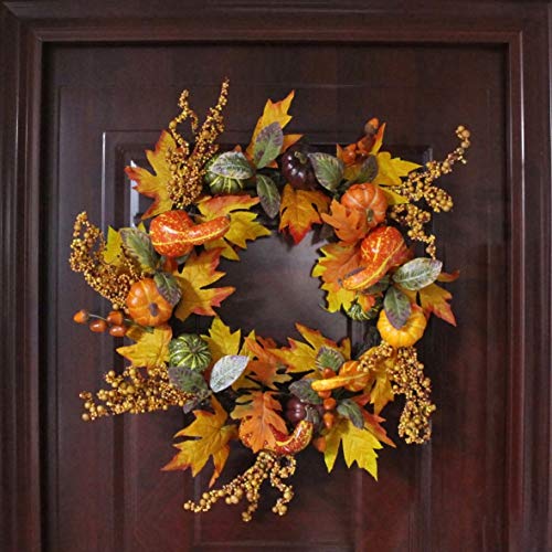 Cvhomedecoprimitiverustic22inchartificialpumpkinswreathwithfallmapleleavesandberryharvestfestivalwreathforfrontdoorandhomedecor  Urban Country Home Decor Cvhomedeco primitive rustic 22 inch artificial pumpkins wreath with fall maple leaves and berry harvest festival wreath for front door and home decor  urban country home decor