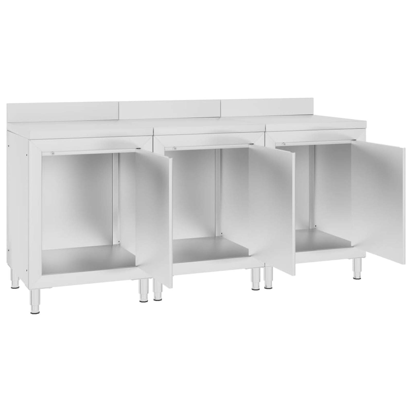 Tidyard Mobiletto con Piano di Lavoro Armadio da Cucina ad Ante 180x60x96 cm Armadietto in Acciaio Inox Mobile da Cucina Argento
