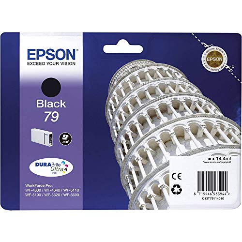 Epson Original T79 Tintenpatrone Pisa, WF-4630DWF WF-4640DTWF WF-5110DW WF-5190DW WF-5620DWF WF-5690DWF WF-5190DW WF-5690DWF, (schwarz)