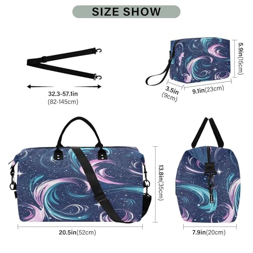 Beautiful Milky Way Galaxy Travel Duffel Bag Large Capacity Weekender Bag with Toiletry Bag Detachable Shoulder Strap Travel Tote Bag for Women3