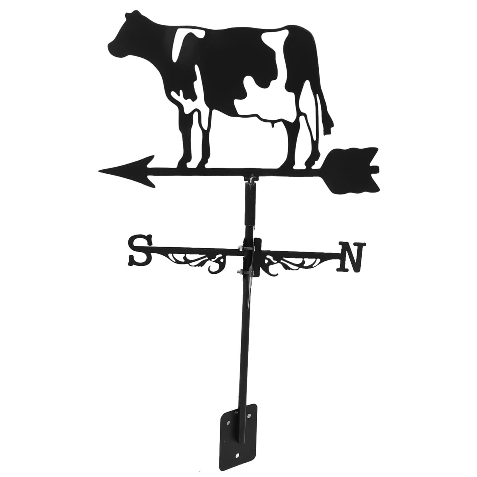 Black Cows Wind Weathervane, Stainless Steel Weathervane, Cows Weather Vane Measuring Tools, Animal Style Weather Vanes, Easy Use and Install