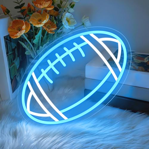 Image of Football Neon Sign, Dimmable LED Football Signs for Wall Decor Rugby Neon Lights for Boys Man Cave Game Room Sports Theme Bedroom Decor (Size: 14x8.47inch)
