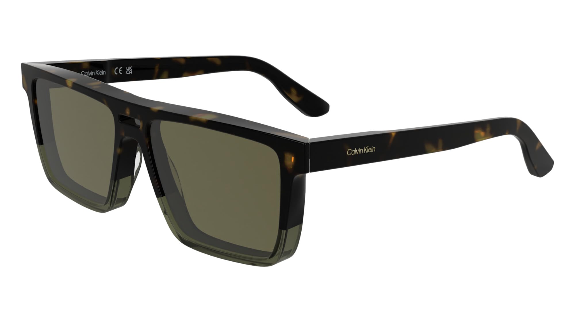 Calvin Klein Men's Sunglasses CK25501S - Dark Havana/Khaki with Solid Brown Lens