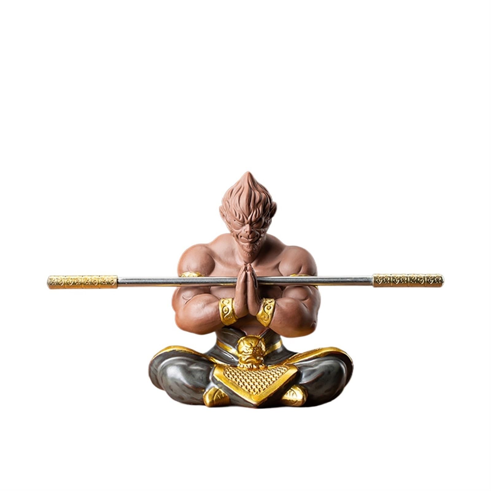 figurki zwierzątek， Figurka Króla Małp Sun Wukong Fioletowa Glina Zestaw do Herbaty Rzemiosło Akcesoria Ozdoba Biurka Prezenty(B)