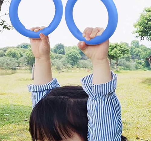 Image of Kids Gymnastics Rings Play Set - Indoor /Outdoor Hanging Fitness Toys for Boys & Girls | Adjustable 170 cm Strap | 25 mm Grip Rings for Strength, Balance & Fun