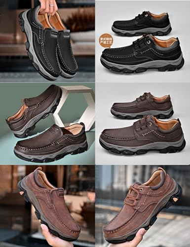 Men's Orthopedic Leather Dress Shoes,Comfort Slip On/Lace up Non-Slip Softsole Casual Oxford Moccasins Walking Loafers3