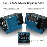 Stepane MTG Deck Box for Commander Display with Dice Tower, Fits 100 Double-Sleeved Cards for TCG/PTCG, Multifunctional Card Storage Box, with a 35PT Magnetic Card Holder (Black Cyan) - Image 4