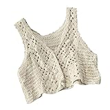 cityfly Chaleco de Ganchillo de Verano Coreano Ins Chalecos de algodón ahuecados Chalecos Delgados para Mujer cárdigan de Verano para Citas Compras cárdigan de Ganchillo de Verano para Mujer Botones
