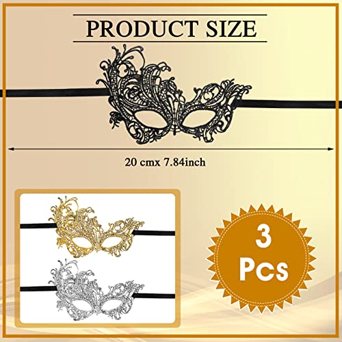 Sibba 3 Pieces Mascarade Masks Women Lace Venetian Eye Masked Lady Girl Masquerade  Dress-Up Accessories Mask Ball Halloween Costume Fancy Carnival Party  Evening Prom Silver Black Gold(Phoenix Style) - BigaMart