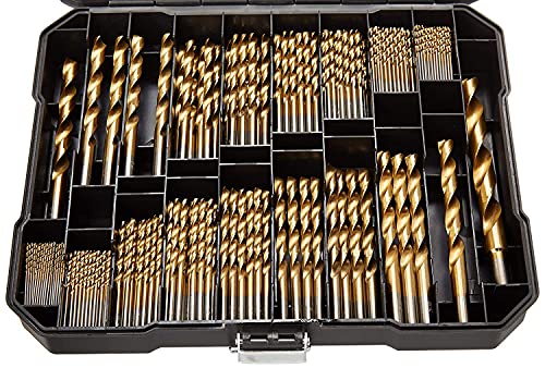 Metric 230 Pieces Titanium Twist Drill Bit Set, 135° Tip High Speed Steel, Size from 1mm up to 10mm, Ideal Drilling in Wood/Cast Iron/Aluminum Alloy/Plastic/Fiberglass, with Hard Storage