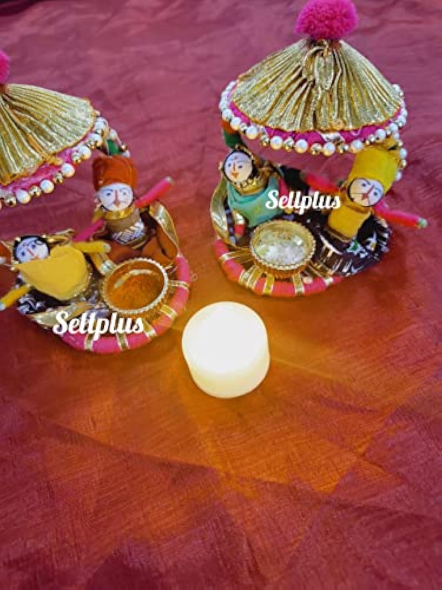 Designer Rakhi Thali with Kumkum and Chawal Holder, Ethnic Gift