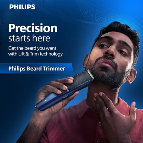 Image of Philips India's No.1 Men's Trimmer* | Lift & Trim Technology | Skin Friendly Beard Trimmer for Men | Effortless Styling | Self-Sharpening Blades | 60 mins runtime | 3 yrs warranty* | BT3325