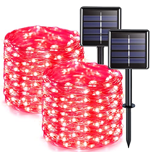 JMEXSUSS 2 Pack 100 LED Solar Halloween Lights,33ft 8 Modes Red Solar Halloween String Lights Outdoor Waterproof Solar Halloween Fairy Lights for Halloween Decorations JMEXSUSS 2 Pack 100 LED Solar Halloween Lights,33ft 8 Modes Red Solar Halloween String Lights Outdoor Waterproof Solar Halloween Fairy Lights for Halloween Decorations