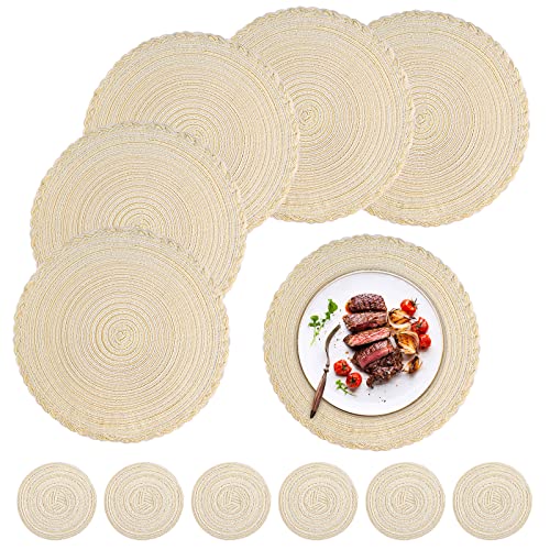 Juego De 4 Posavasos Redondos Tejidos, Posavasos Rústicos Trenzados