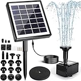 Vautvis Pompe Solaire Bassin, 2W Pompe A Eau Solaire Et 15 Buses, Fontaine Solaire Exterieure De Jardin, Bassin, Fontaine Exterieure De Jardin pour Bain d'oiseaux, Piscine pour Animaux Et Hydroponie