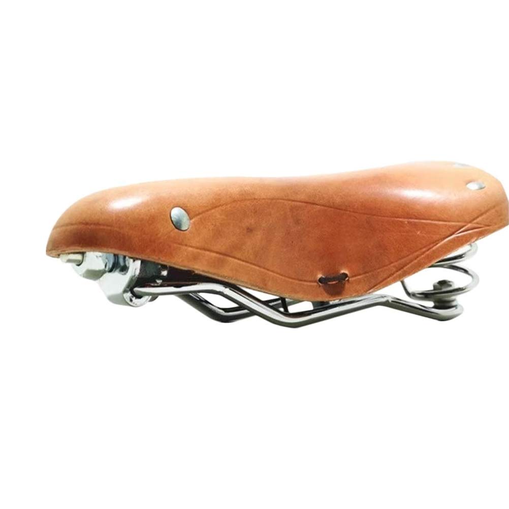 UNISTRENGH English Vintage Bicycle Saddle Touring City Saddle Comfortable Comfort Leather Bicycle Seat with Spring Rivets for Women Men