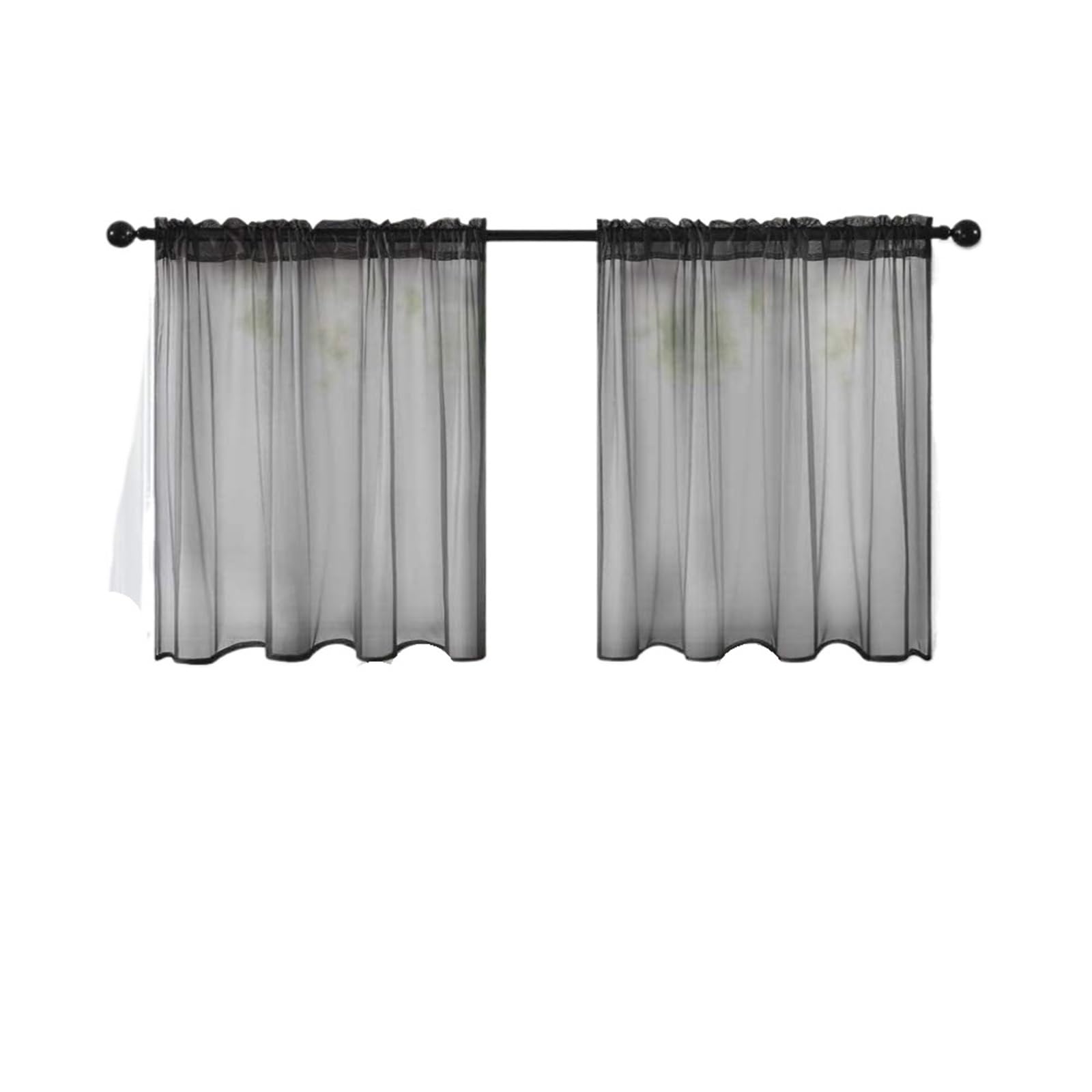 XIUsheUA short curtains Short Curtains for Living Room Bedroom and Kitchen Solid Color Window Valance Drapes(Black,76x60cm)
