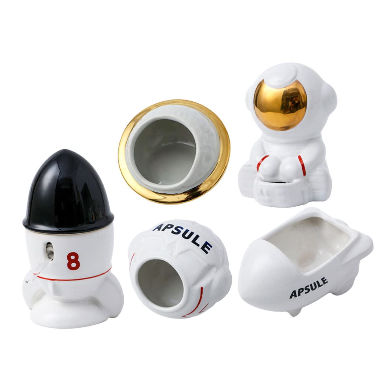 Toddmomy Comedero para Hámster de Cerámica con Incluye Bañera y de Astronauta Accesorios para Pequeñas Mascotas