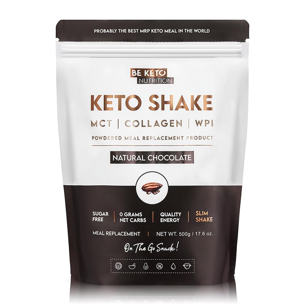Be Keto Diet Shake Chocolat Naturel 500g | Triple Action : Whey Isolat + Huile MCT BIO + Collagène Grass-Fed | 61g Protéines/100g | 8,2g Glucides | Perte de Poids | Satiété Durable | Sans Sucre Ajouté