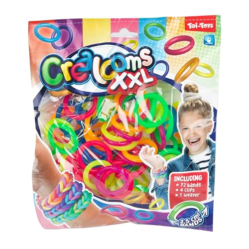 Toi-Toys Crealooms XXL - Scoubidou Armband-Set mit 72 neonfarbene Gummibänder
