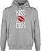 Küche - Kiss The Cook - L - Grau meliert - Geschenk - JH001 - Herren Hoodie und Kapuzenpullover für Männer