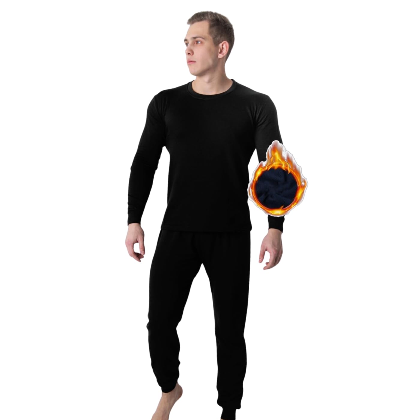 Conjunto Termico Masculino Segunda Pele Flanelado Pelucia Atoalhado Preto