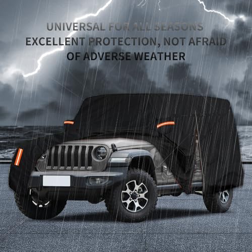 Image of Car Cover for Wrangler 4 Door JK JL,Wrangler Rain Covers Waterproof Driver Side Zipper Opening, Outdoor Full Coverage, Dustproof, Sunproof, Windproof, All Weather Protection