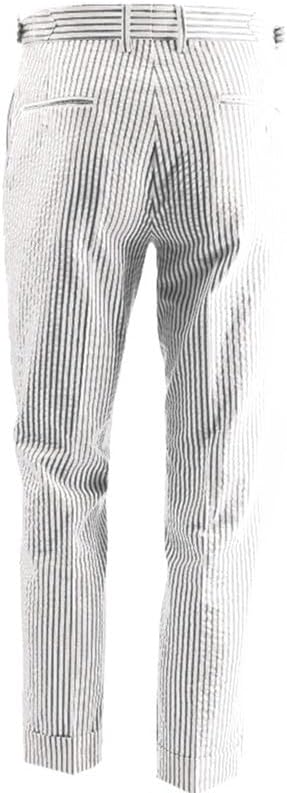 Men's Summer Seersucker Slim Fit Pants Flat Front Lightweight Sear Sucker Suit Separate Pants Trousers - Image 3