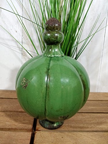 Große Gartenkugel aus Keramik grün - Rosenkugel für den Garten