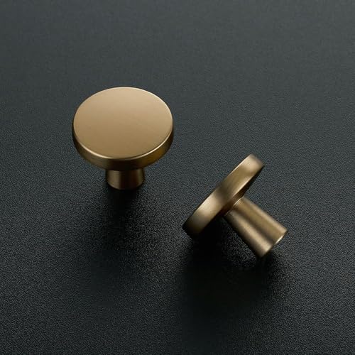 Image of Ravinte 15 Pack Single Hole Round Cabinet Knobs Champagne Bronze Drawer Knobs Kitchen Cabinet Hardware Pulls