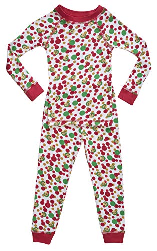 Brian the Pekingese 100% Organic Cotton Holiday Pajamas for Boys & Girls, 4T Red, Green