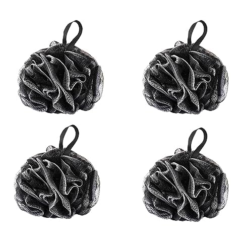 SEVENHEAD Bath Sponge Shower Loofahs, Gray, 50g/Piece, Mesh Pouf Bath Scrunchies Body Wash Puff(Set of 4) Cover