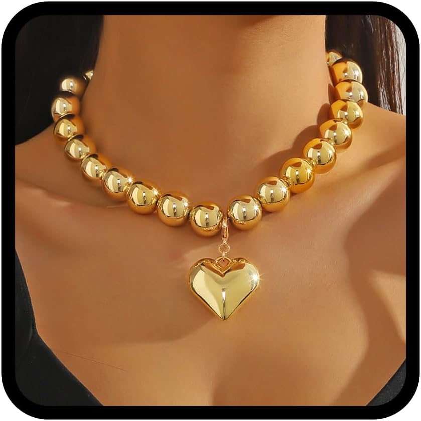 Colier cu inimă din aur și perle