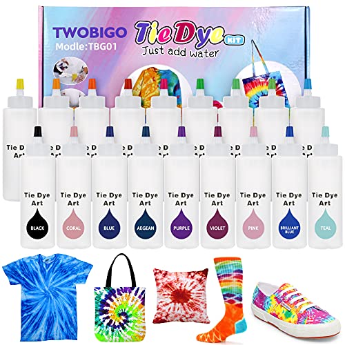 Tie Dye Kit, 18 Colors (36 dye Packets) Tie Dye Kit for Kids and Adults, 3 oz Big Bottles, All-in-1 DIY Shirt Fabric Tye Dye Set, Great for Friends Parties, Family Fun or Other Group Activities.