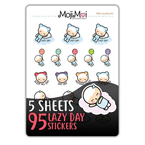 Lazy Day-Theme Stickers for Life Planner, Erin Condren Planner Stickers - Mood Stickers, Happy Planner, Cute Stickers, kawaii Stickers, Eclp Stickers, Kikki Stickers, MojiMoi