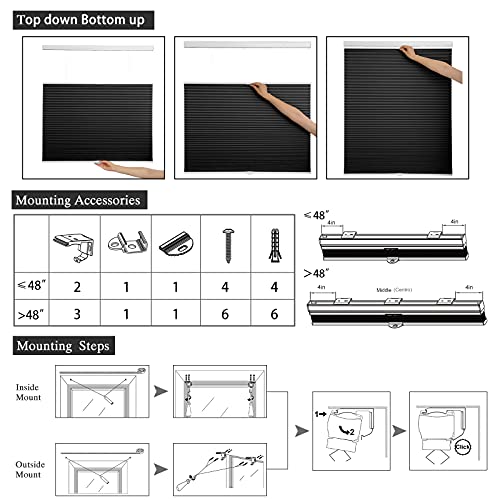Custom Myshade Cellular Window Shades, Light Filtering Top Down Bottom Up Honeycomb Blind Cordless, Thermal Insulated Blinds Pleated Window Shade For Office, Living Room Easy To Install #TOP5