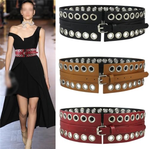 Black Extra Wide Hollowed Out Pin Buckle Peplum Belt Skirt Decorative Waistband3