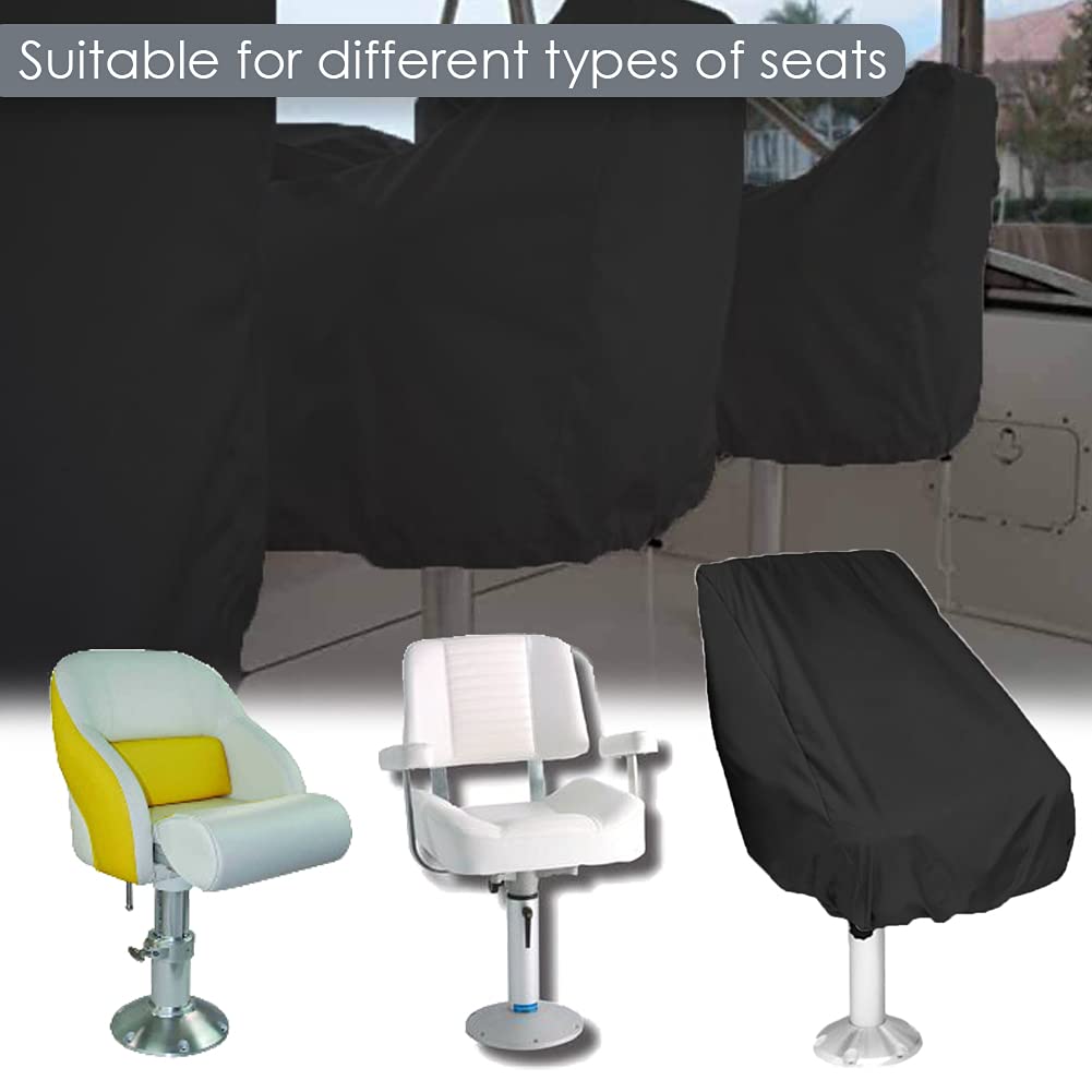 COOSOO Boat Seat Cover 1 Pack Waterproof Outdoor Captain's Chair Cover Heavy Duty 420D Boat Bench Seat Cover Weather Helm Chair Protective Black