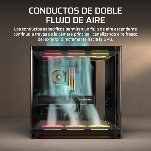 Miniatura 4 de CORSAIR Air 5400 LX-R RGB iCUE Link Caja de PC de Torre Media – Negro | Diseño de Triple Cámara, Panorámica, 3 Ventiladores LX-R RGB Reverse-Rotor preinstalados