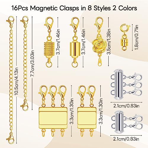 Fermoir magnétique pour collier avec connecteur multi-rangs et fermoir à superposition