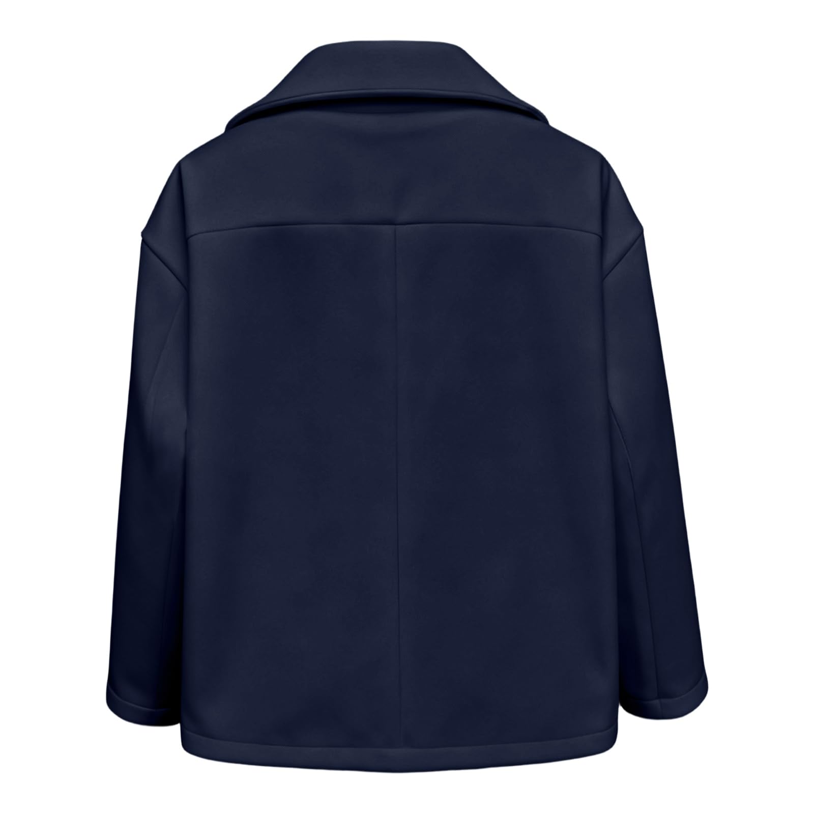 Generisch Wollmantel Damen Kurz Winterjacke Reverskragen Wolljacke Casual