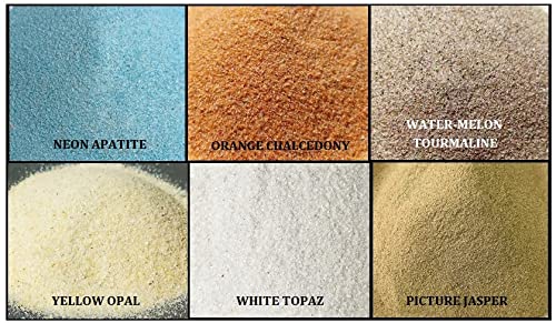 Set of 6, Natural Gemstone Dust Powder -150 Ct. in Each, Fine Crushed Powder, Great for Resin Jewelry Making, Mineral Art, Woodworking, Inlay Work